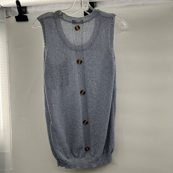 C+D+M Women's Sleeveless Button Back Knit Sweater Blue Gray Size Large - Picture 7 of 8